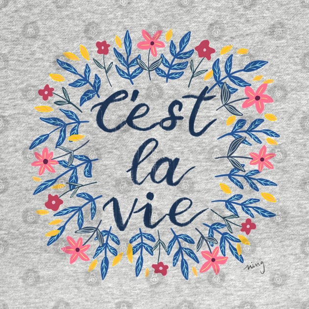 C'est La Vie | Floral Wreath | Quote by thewhimsicalrepose